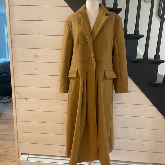 Free People Victoria Coat Wool Blend Camel Trench NWOT Oversized Size Small - Picture 7 of 14